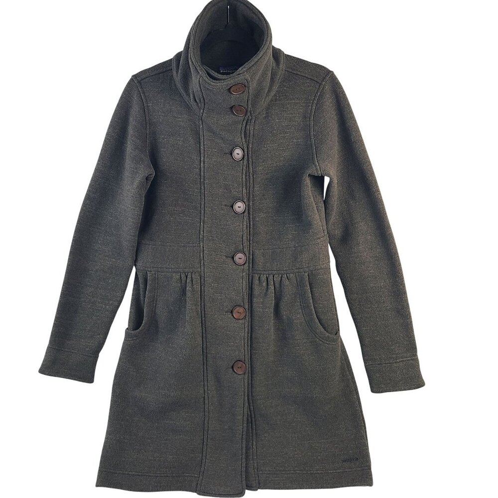 Patagonia Womens Button-Up Long Sweater Coat Brown Size M Polyester